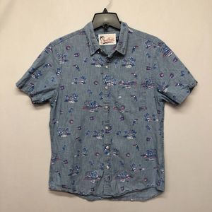 Chubbies Men Short Sleeve Button Shirt Top Size Medium All Over Print B226 -1